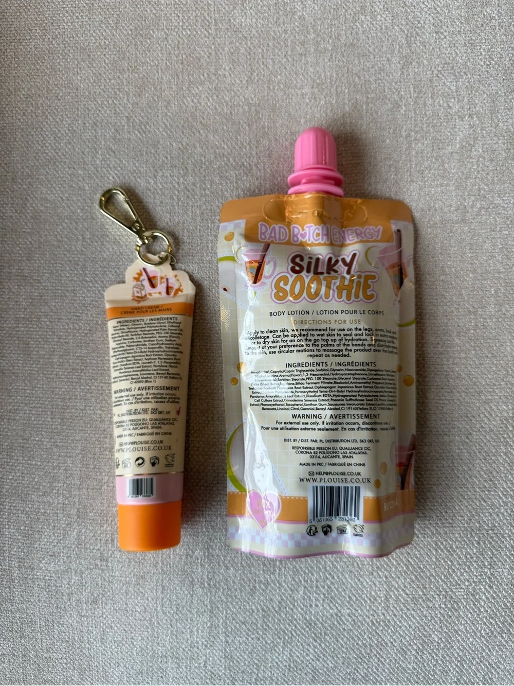P Louise Hot Toddy Silky Soothie Body Lotion & Hand Cream Set — Pink and Orange
